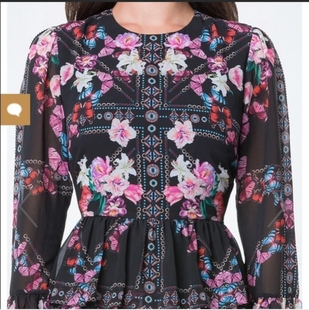 𝅺BEBE Print Ruffle Tiered‎ Dress - Picture 4 of 16